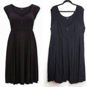 Torrid 2 Black Stretch Challis Skater Dress 2X 18 20
